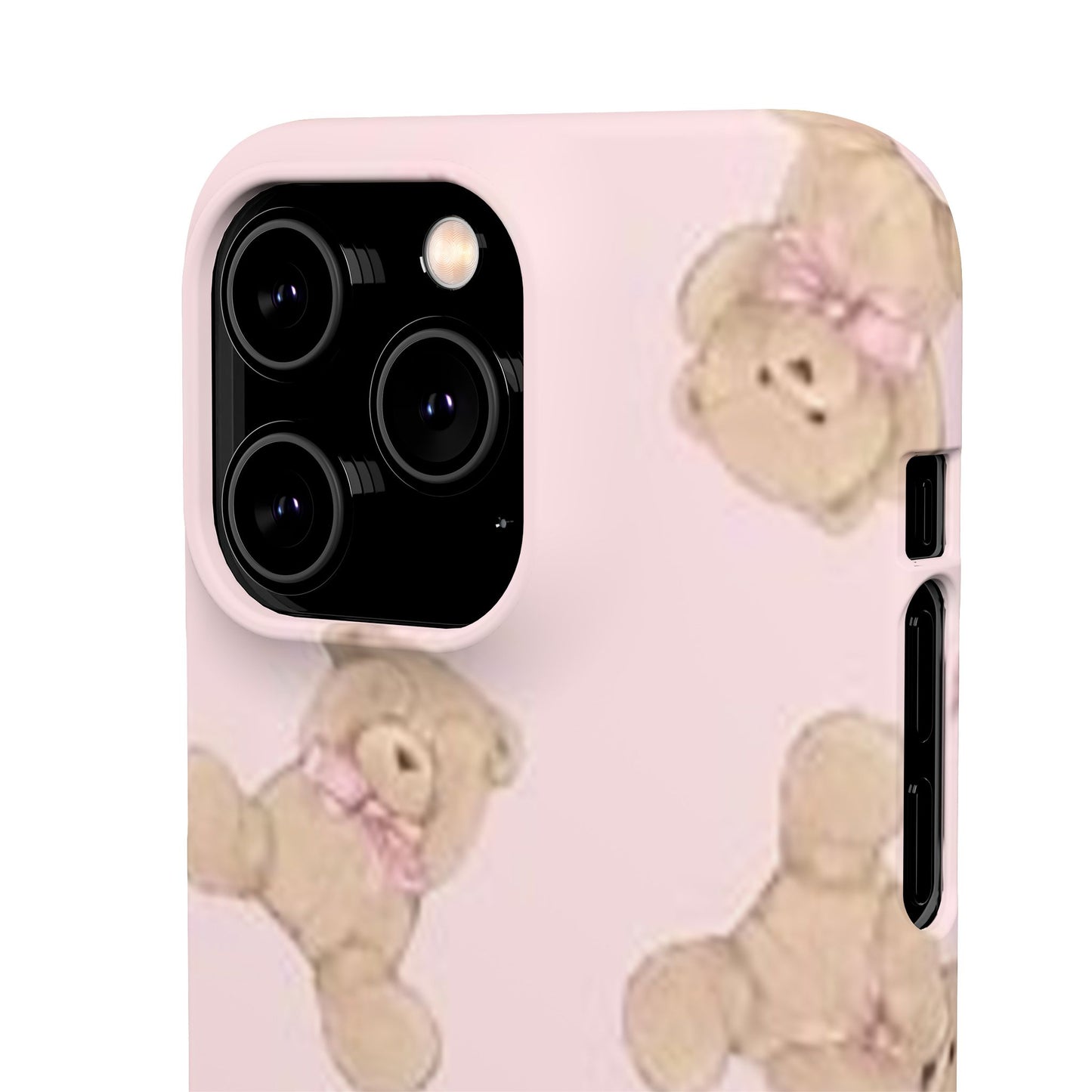 pink background teddy bear phone case