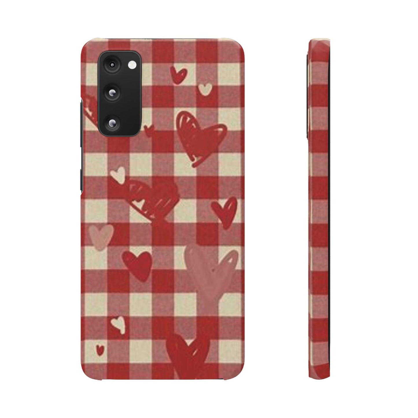 red plaid hearts phone case