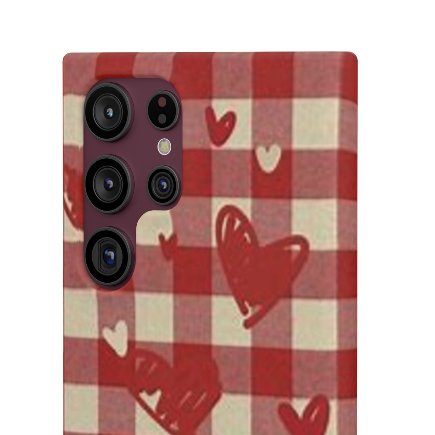 red plaid hearts phone case