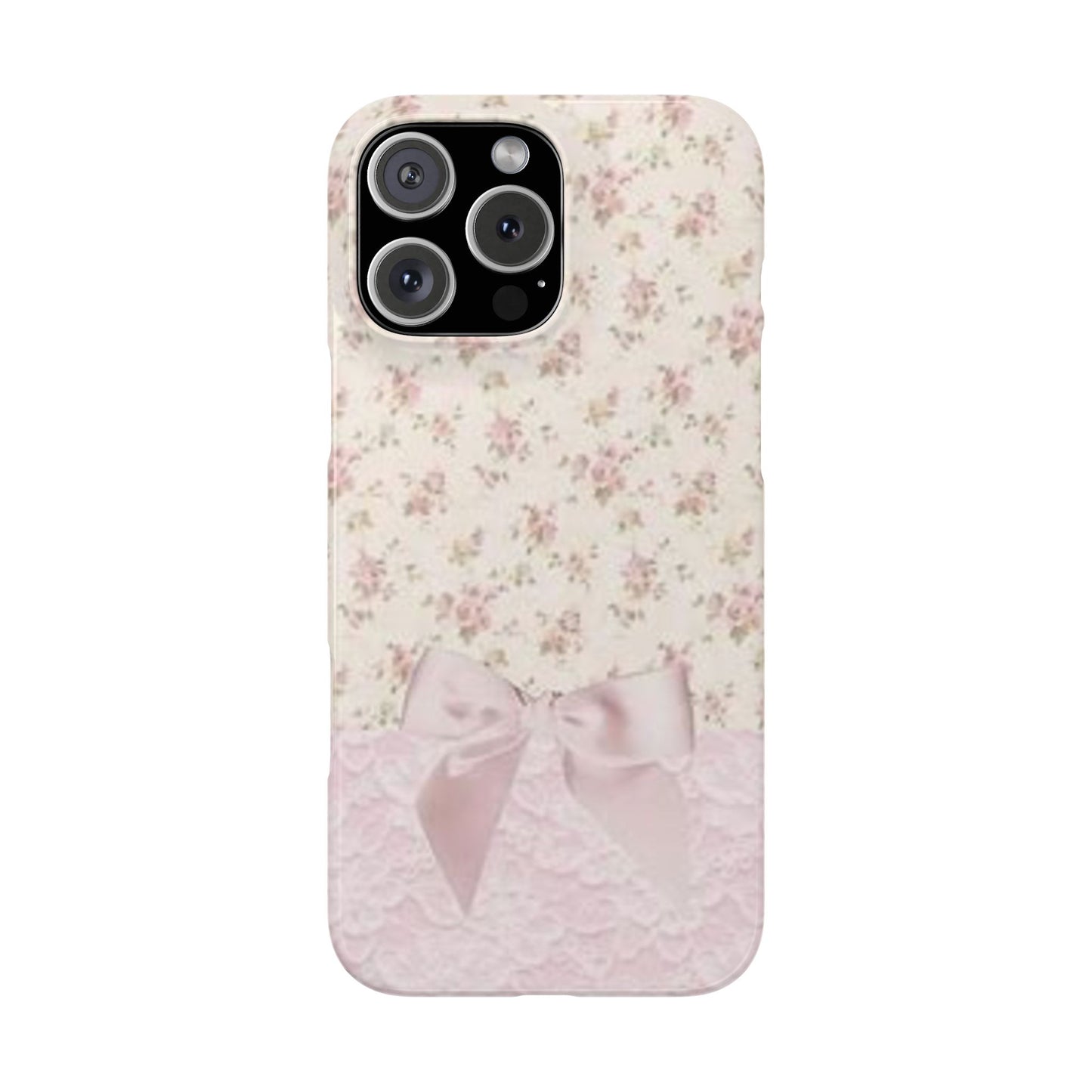 pink flower lace bow phone case