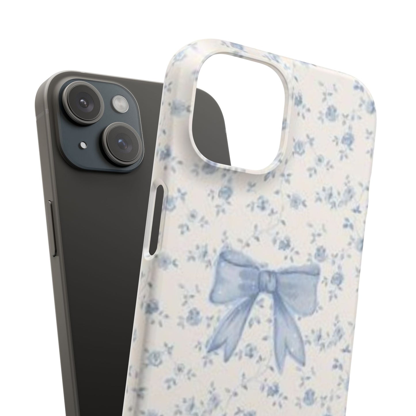 blue flowers and bow phone case