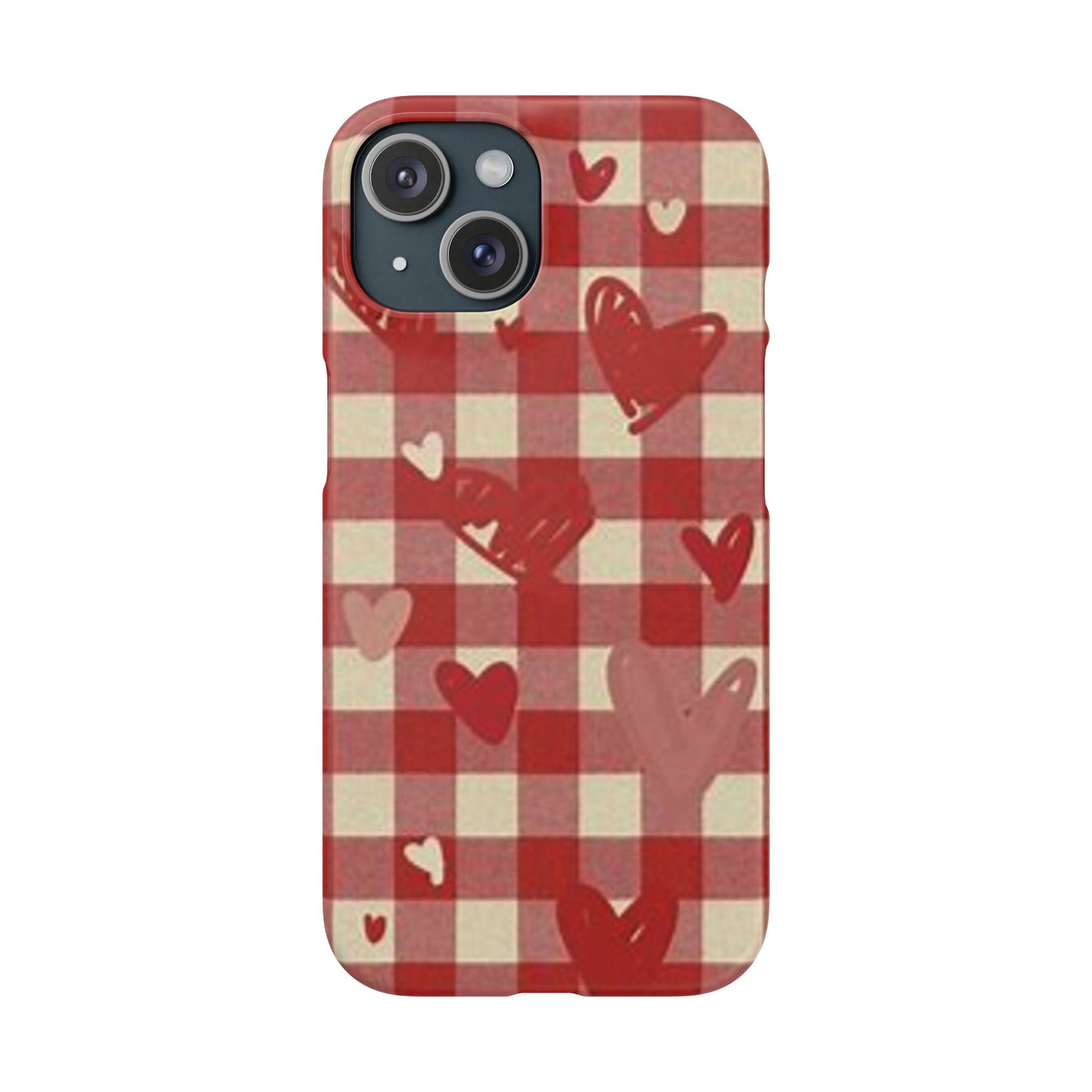 red plaid hearts phone case