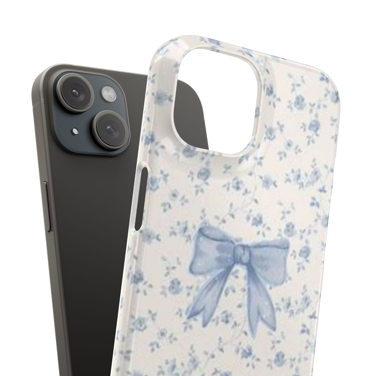 blue flowers and bow phone case