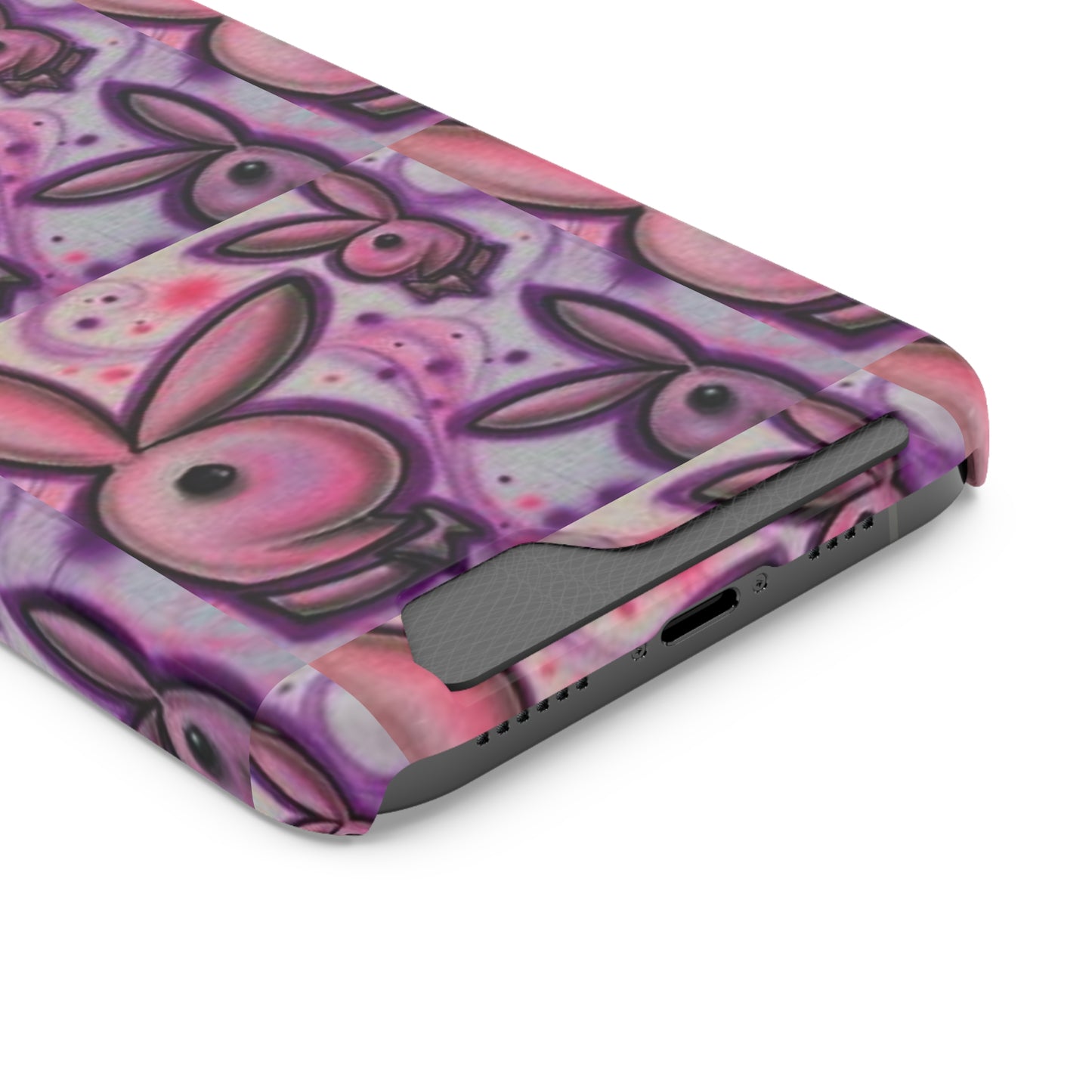 purple bunny Phone Case With Card Holder