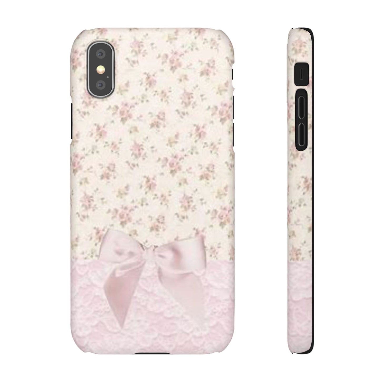 pink flower lace bow phone case