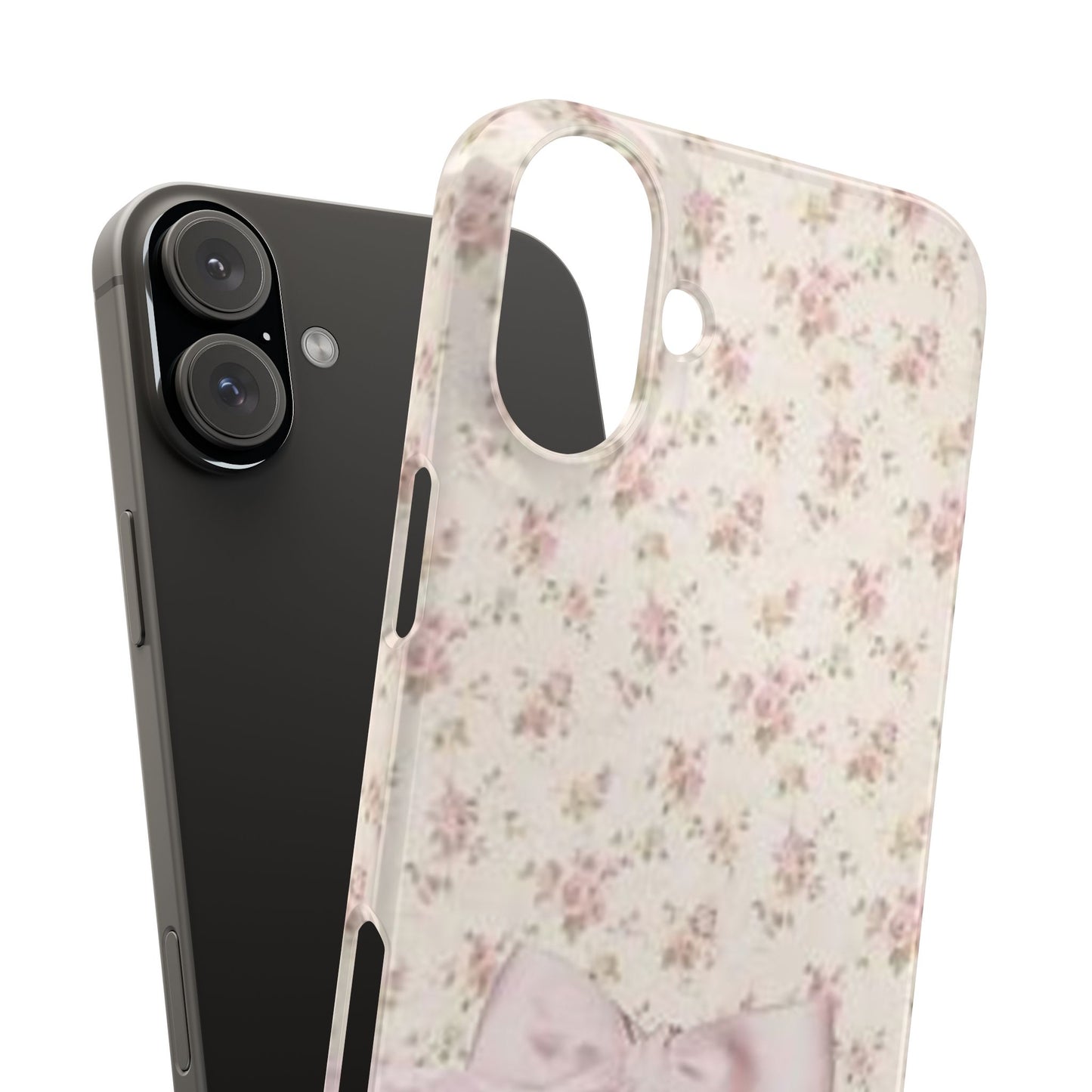 pink flower lace bow phone case