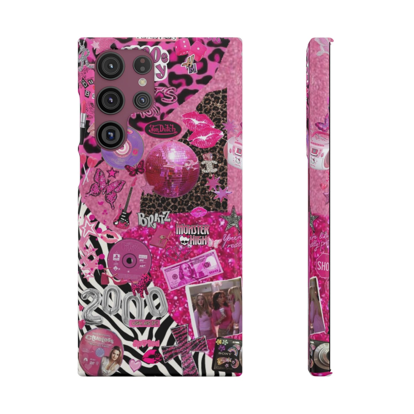 y2k trashy pink phone case