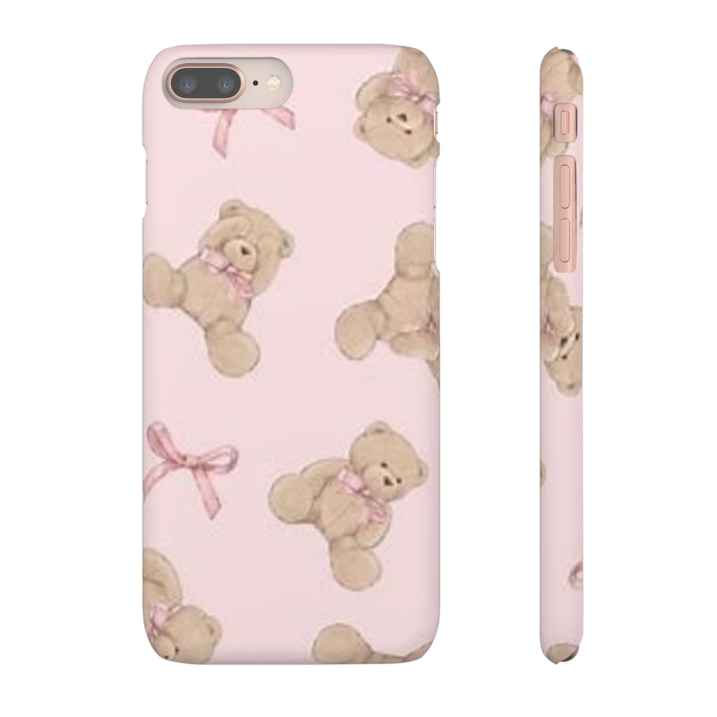 pink background teddy bear phone case