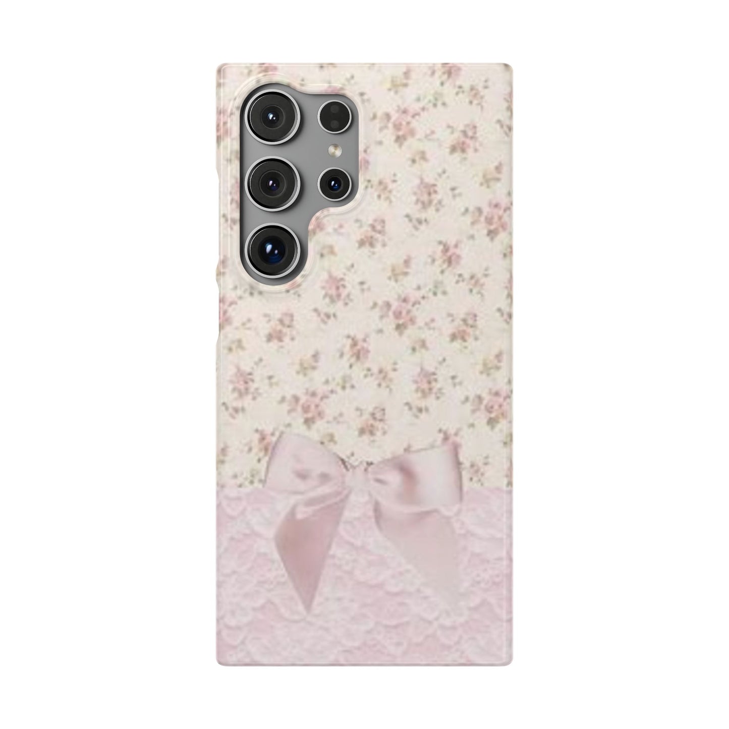 pink flower lace bow phone case