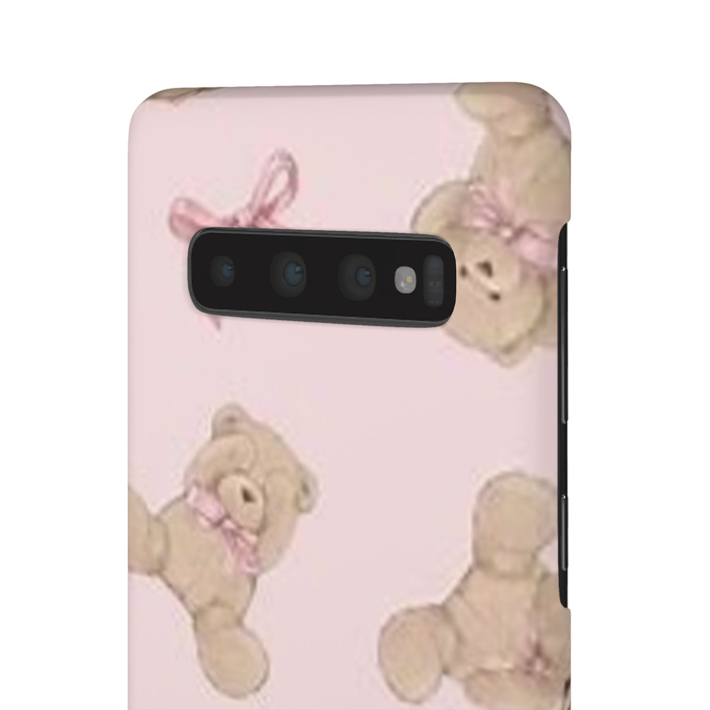 pink background teddy bear phone case