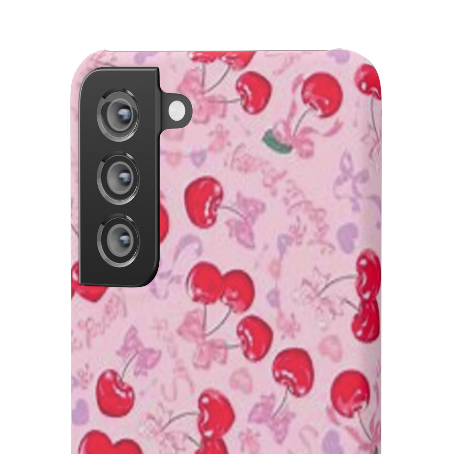 pink bow tied cherry pattern phone case