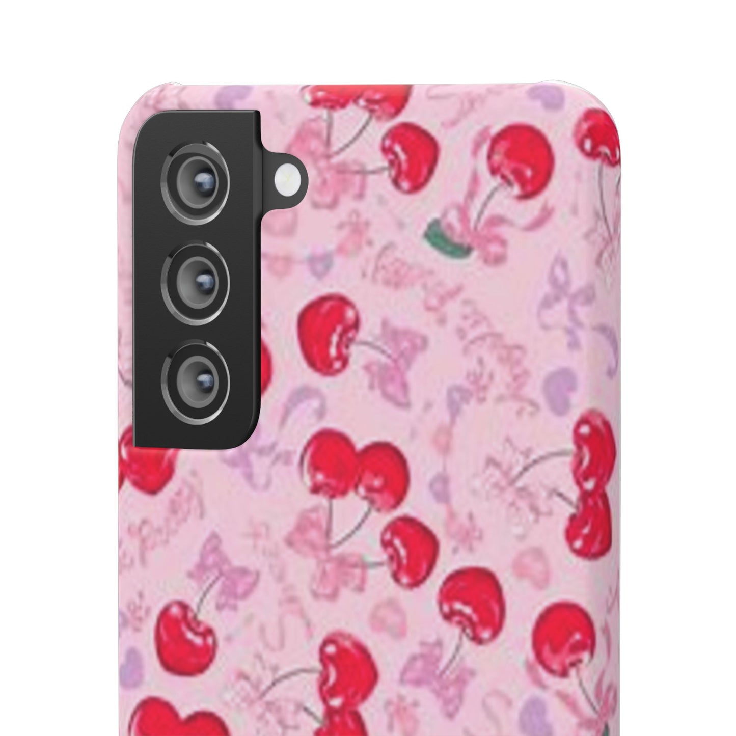 pink bow tied cherry pattern phone case