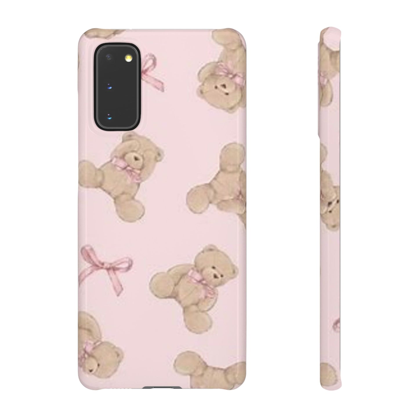 pink background teddy bear phone case