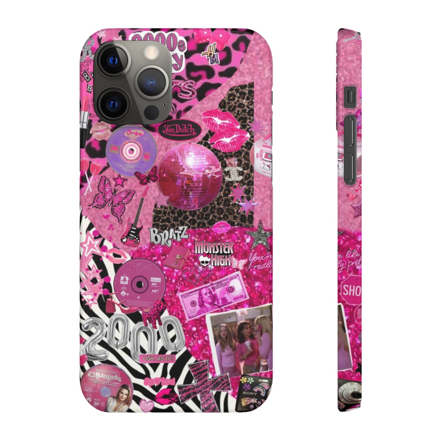 y2k trashy pink phone case