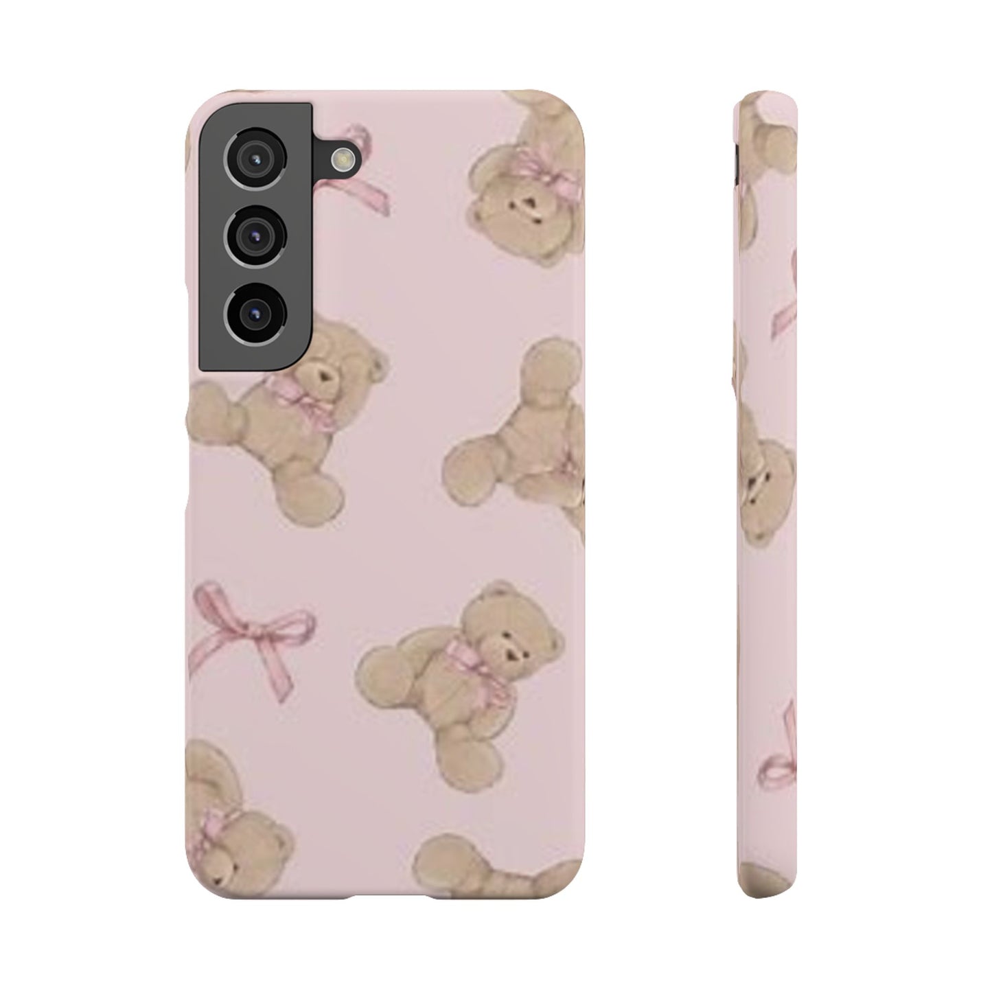 pink background teddy bear phone case