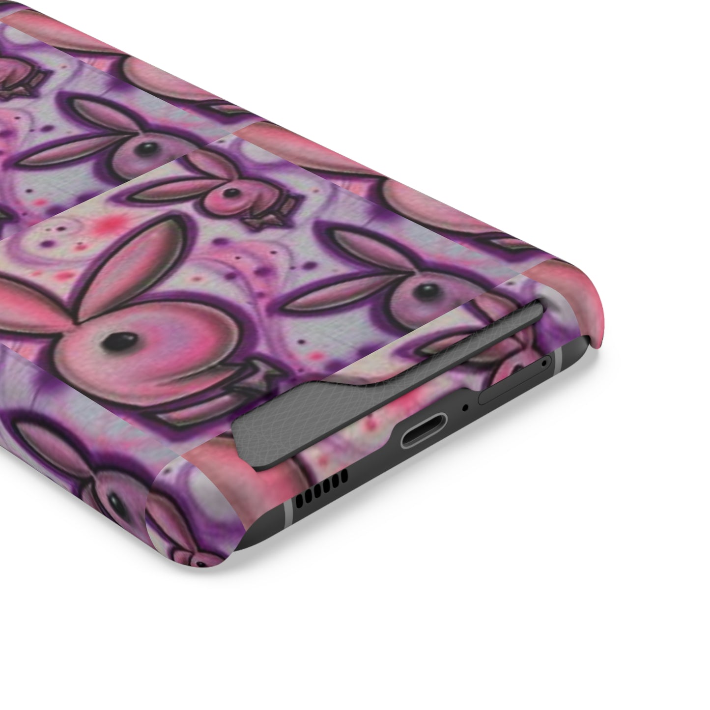 purple bunny Phone Case With Card Holder