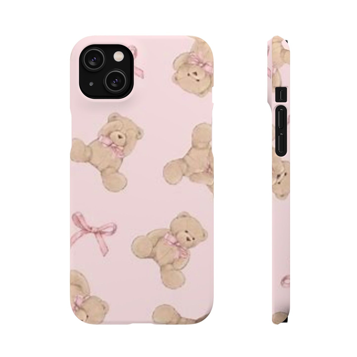 pink background teddy bear phone case