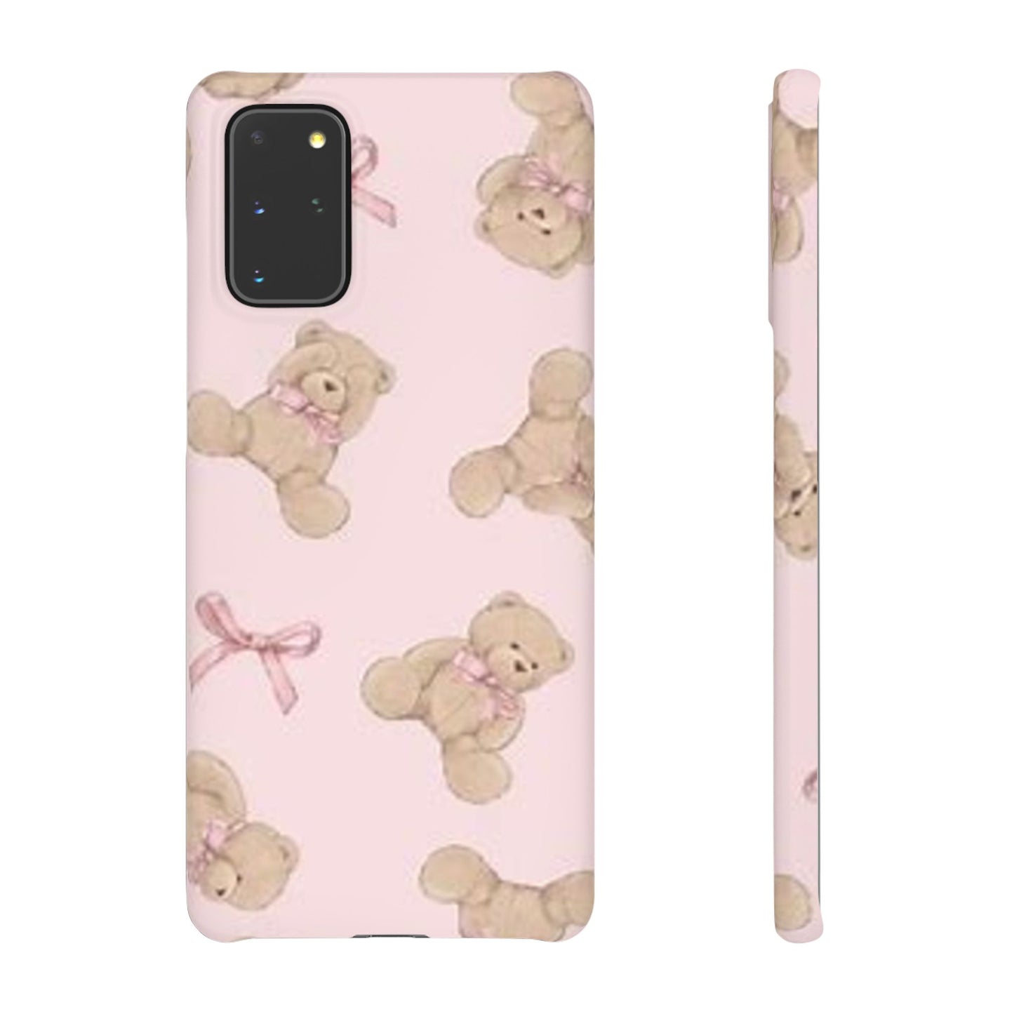 pink background teddy bear phone case