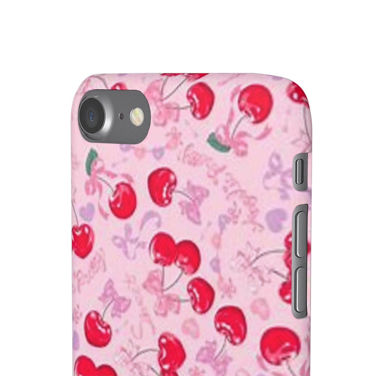 pink bow tied cherry pattern phone case