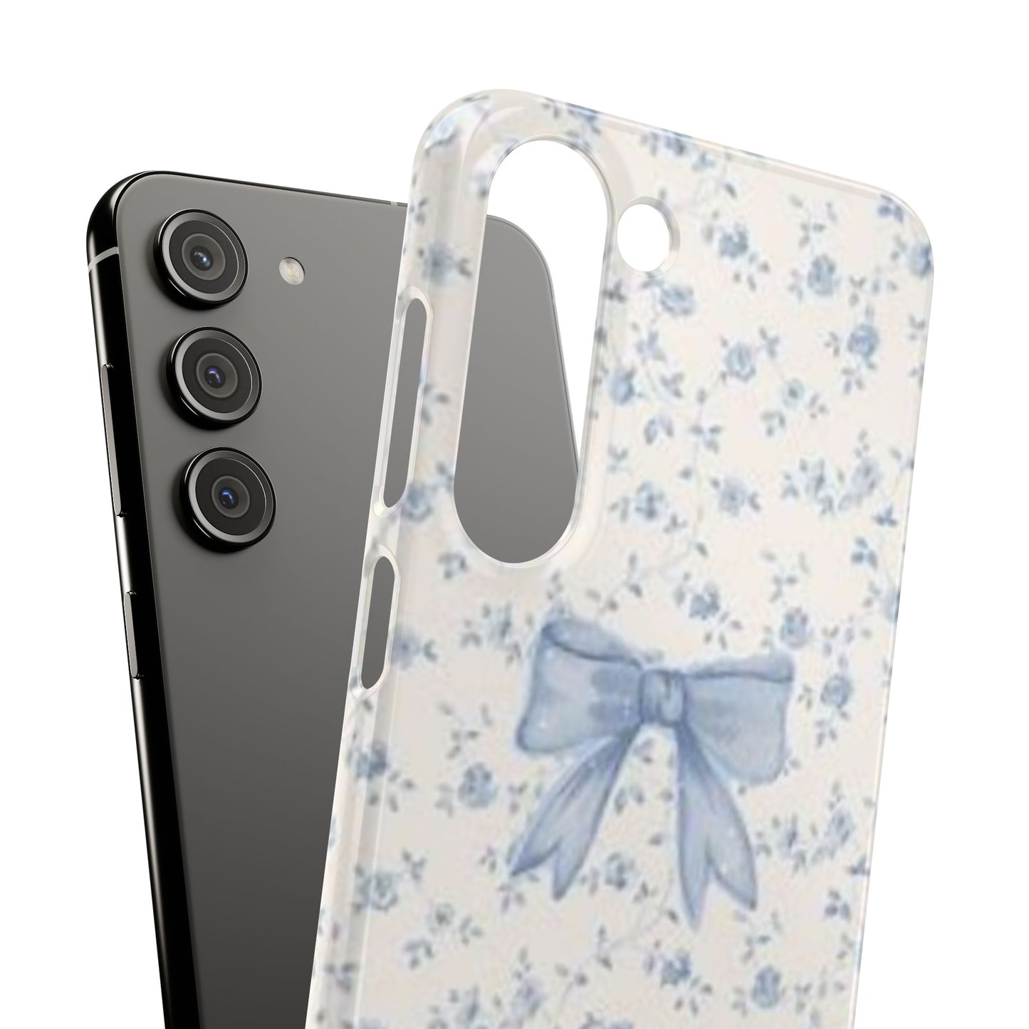 blue flowers and bow phone case