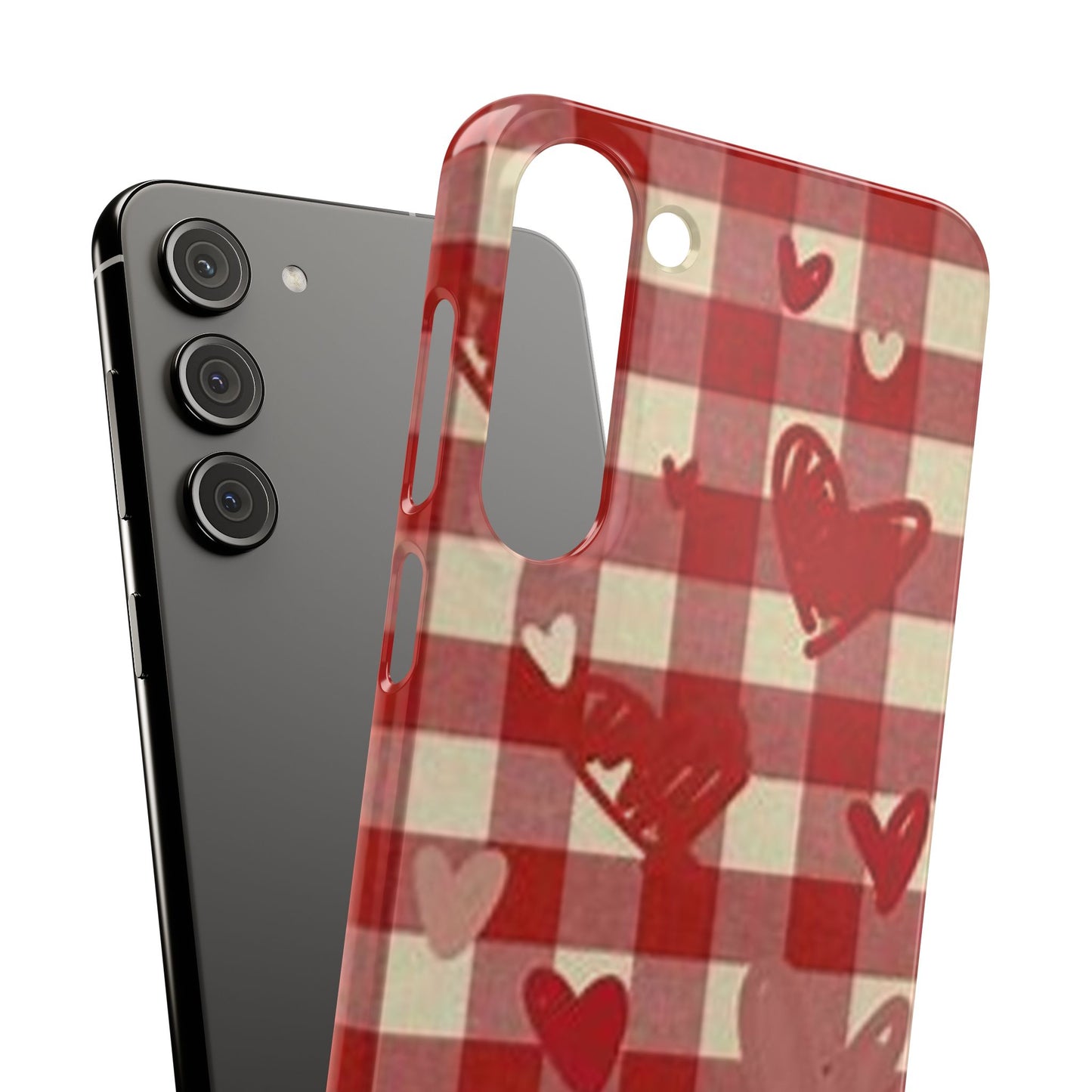 red plaid hearts phone case