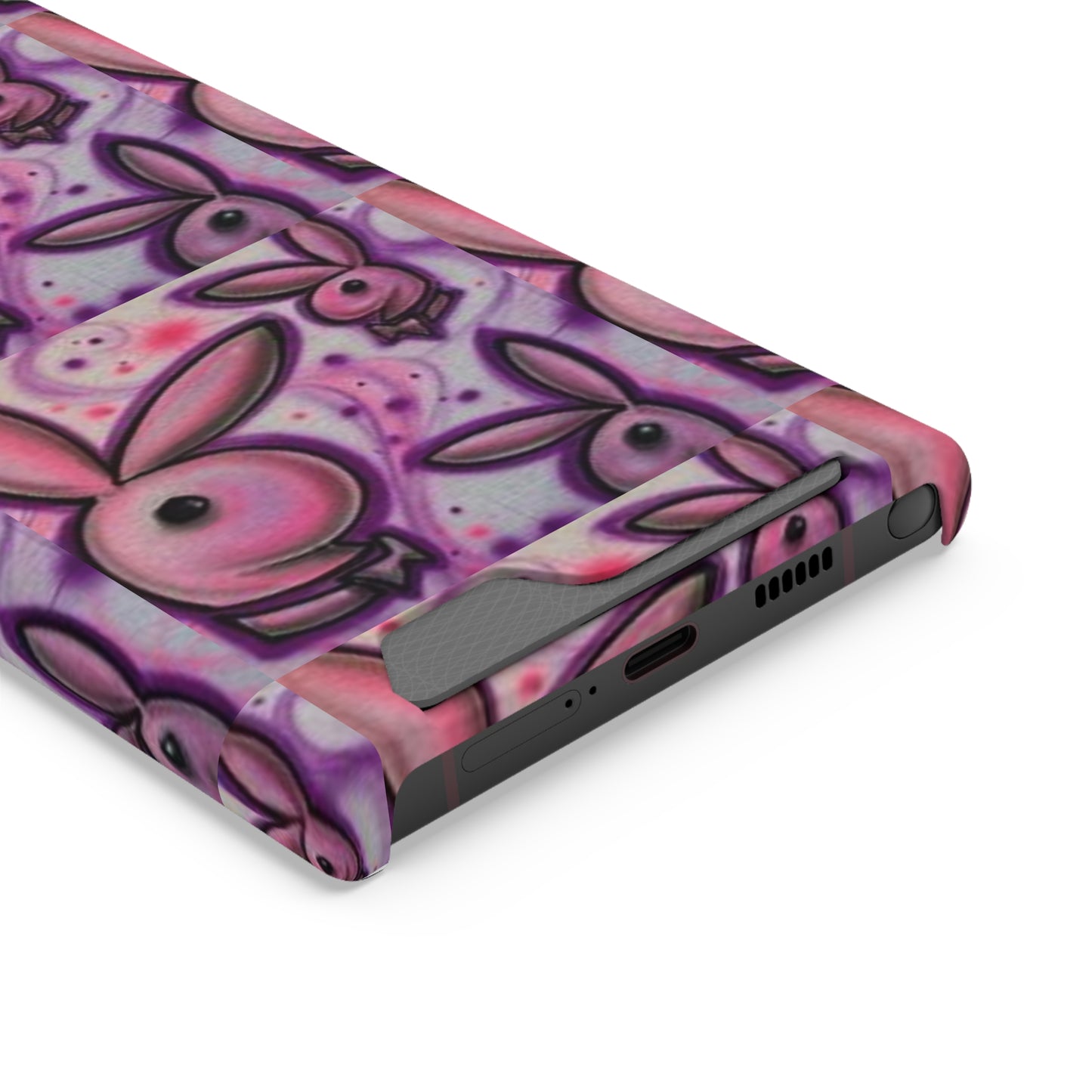 purple bunny Phone Case With Card Holder