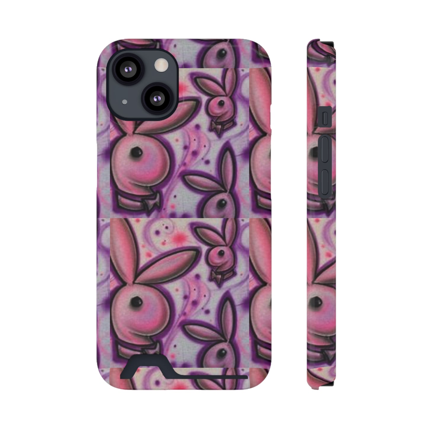 purple bunny Phone Case With Card Holder