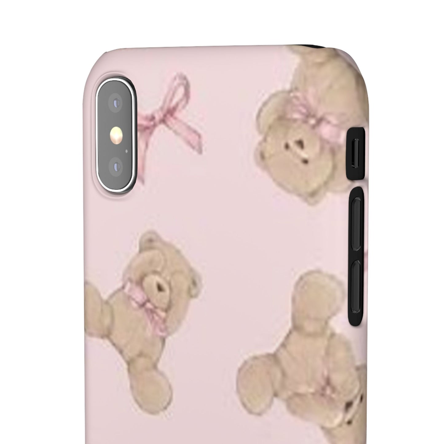 pink background teddy bear phone case