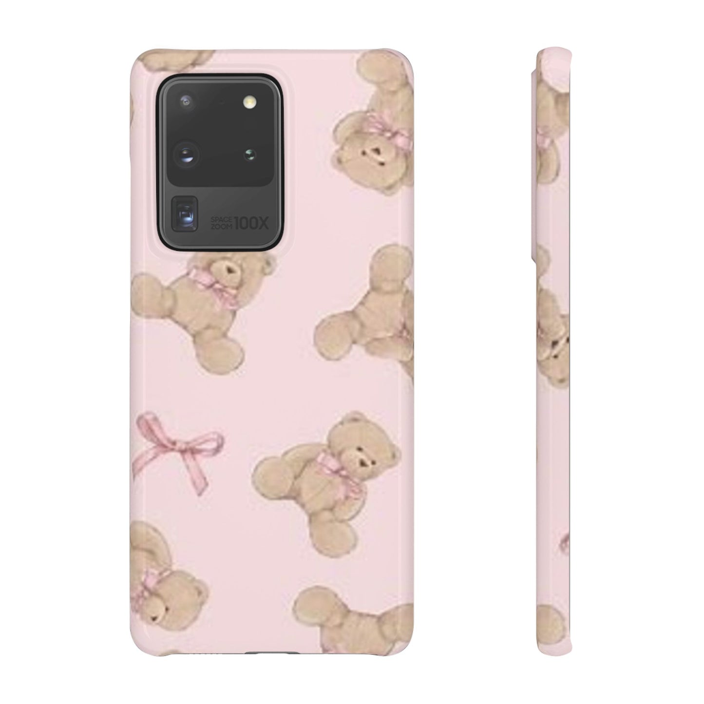 pink background teddy bear phone case