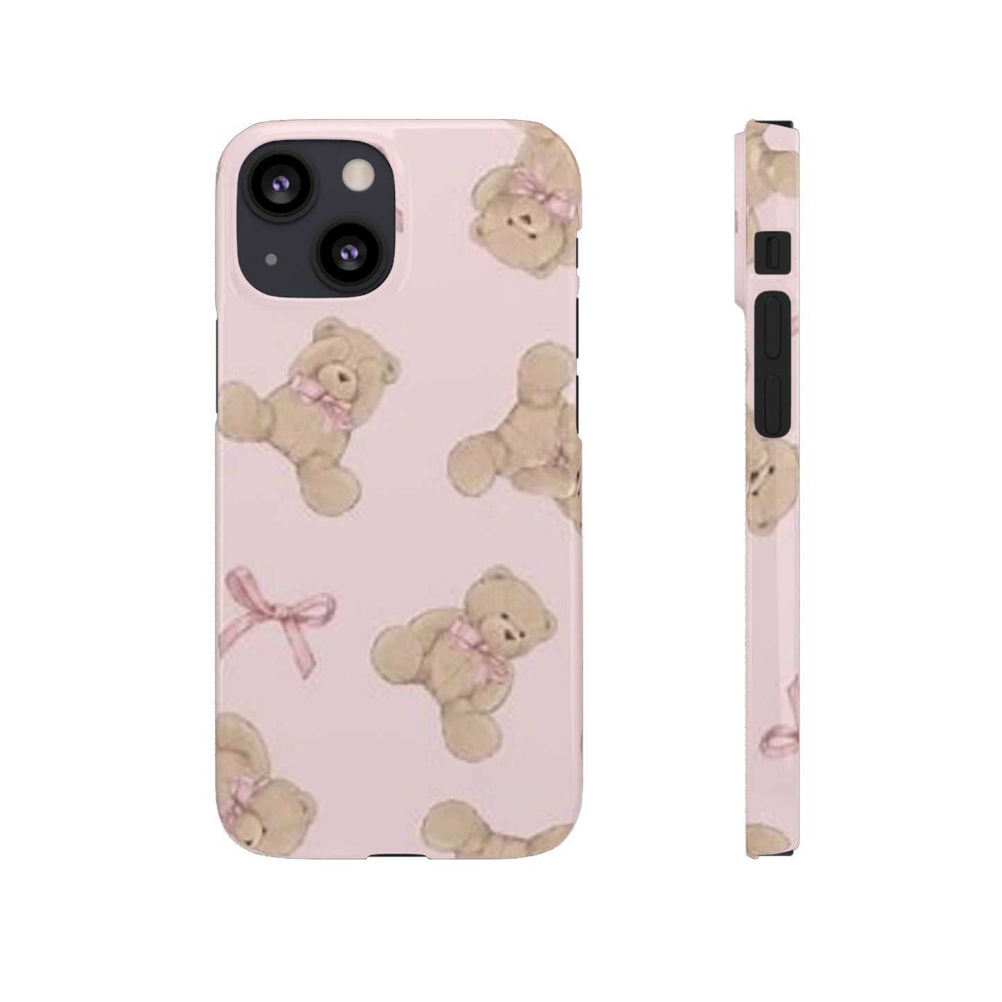 pink background teddy bear phone case