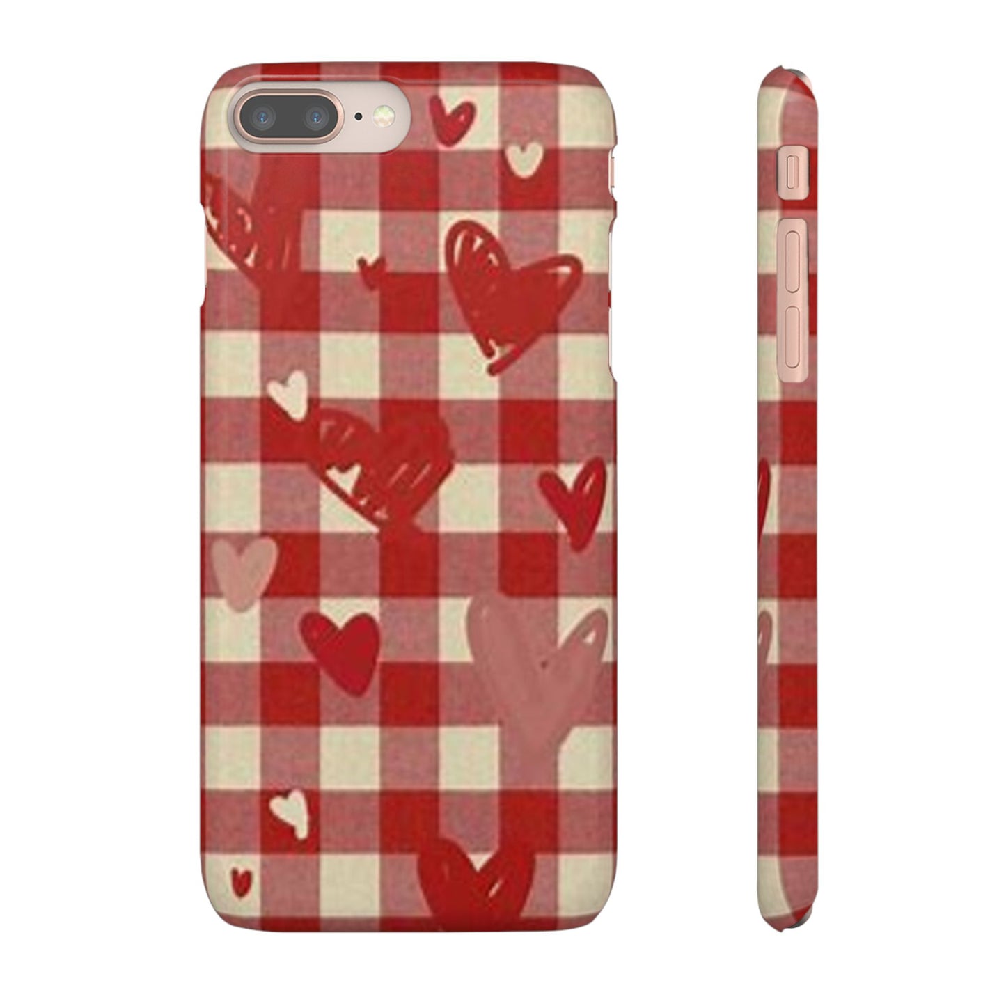 red plaid hearts phone case