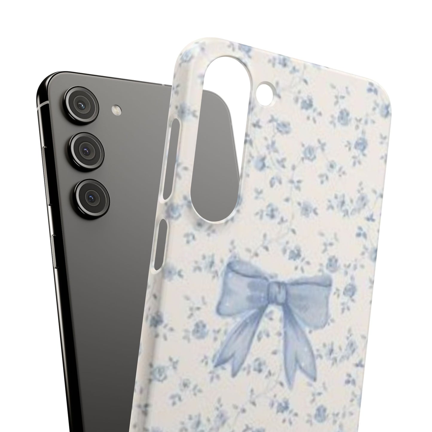 blue flowers and bow phone case