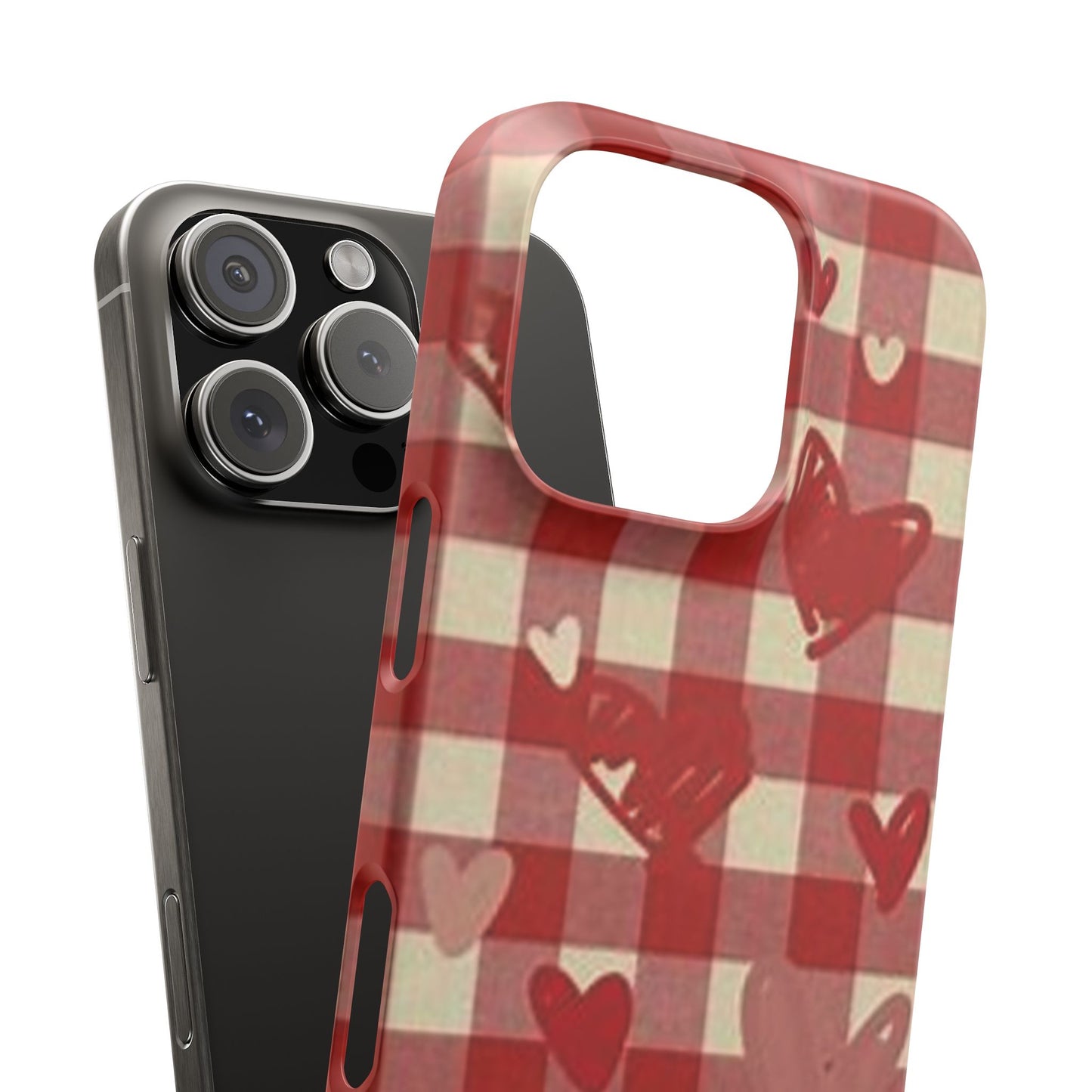 red plaid hearts phone case