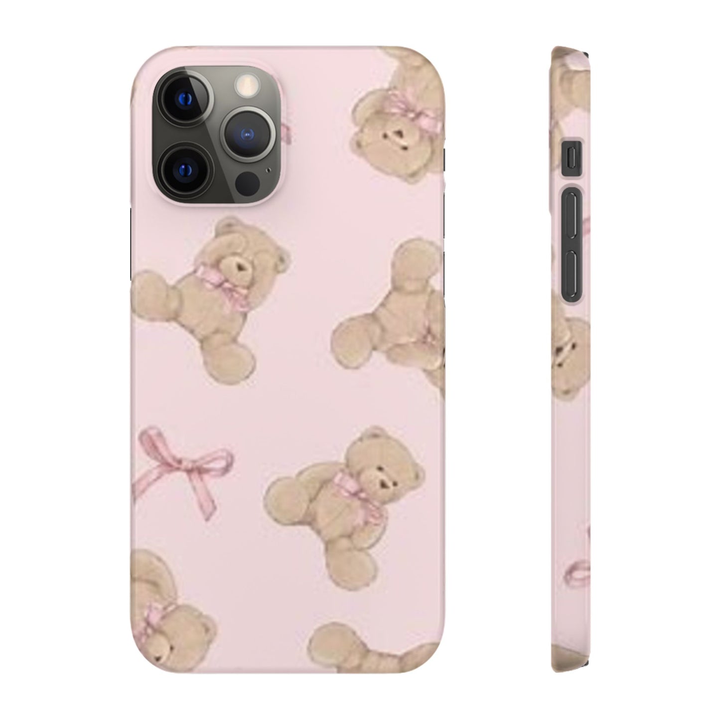 pink background teddy bear phone case