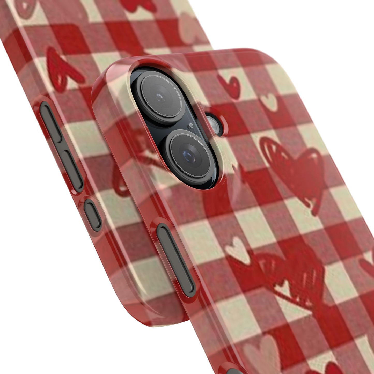 red plaid hearts phone case