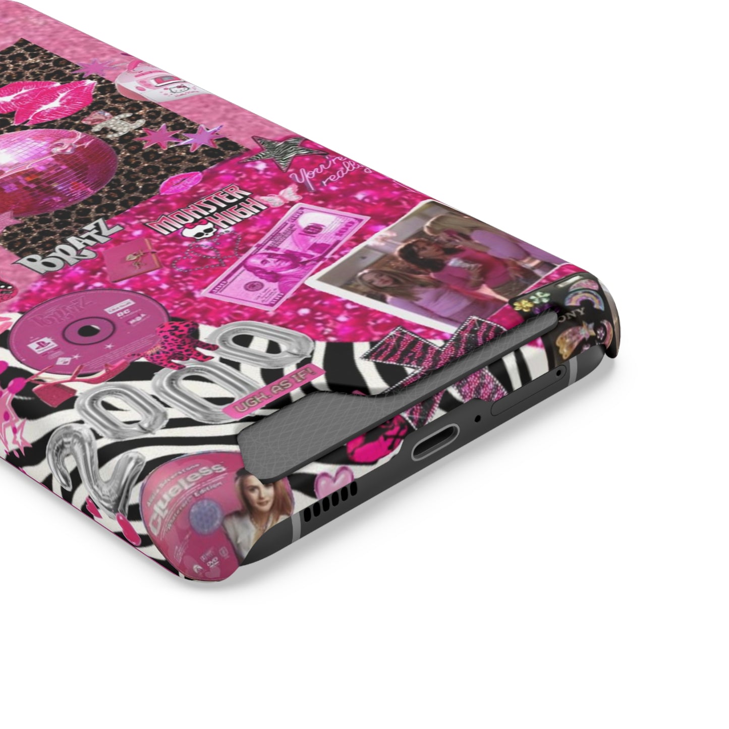 pink trashy Y2K Phone Case With Card Holder