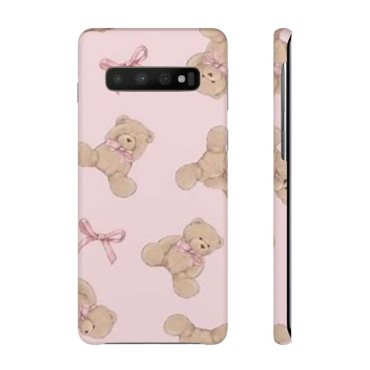 pink background teddy bear phone case