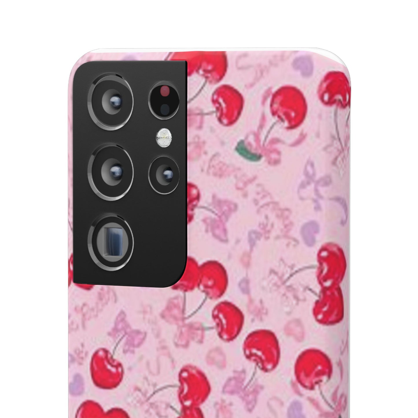 pink bow tied cherry pattern phone case