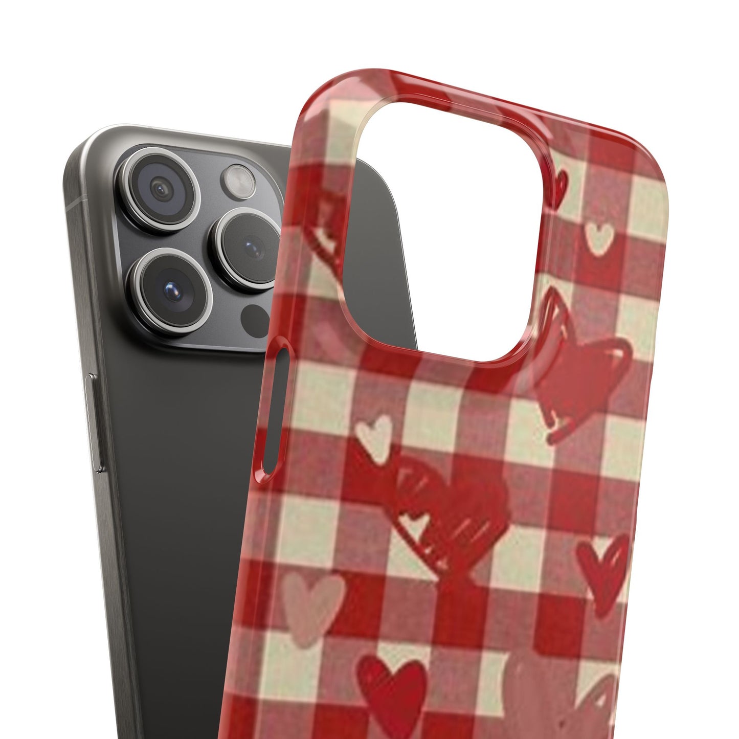 red plaid hearts phone case