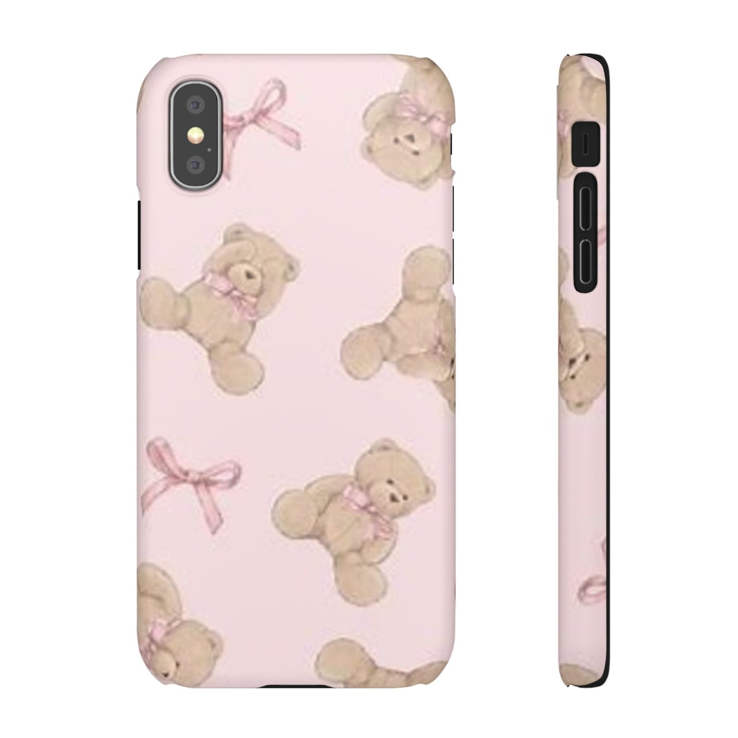 pink background teddy bear phone case