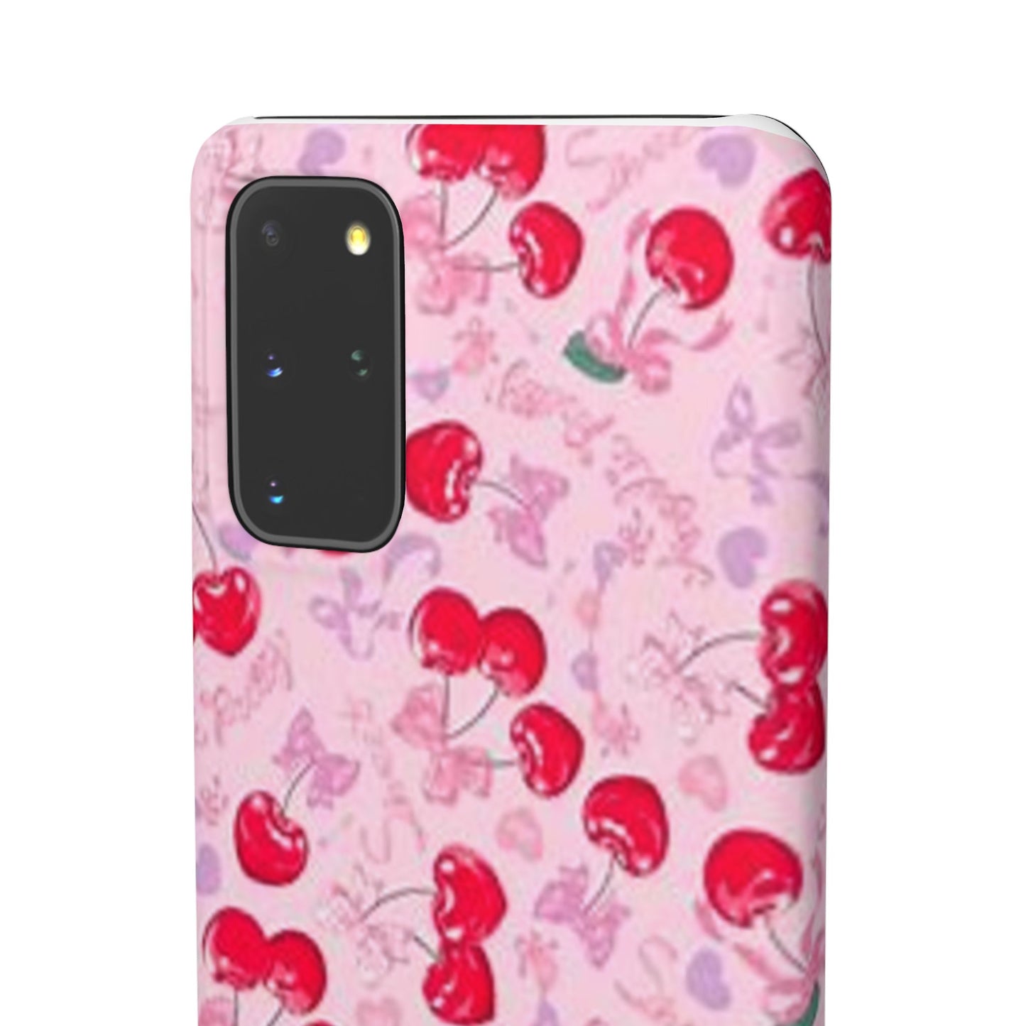 pink bow tied cherry pattern phone case