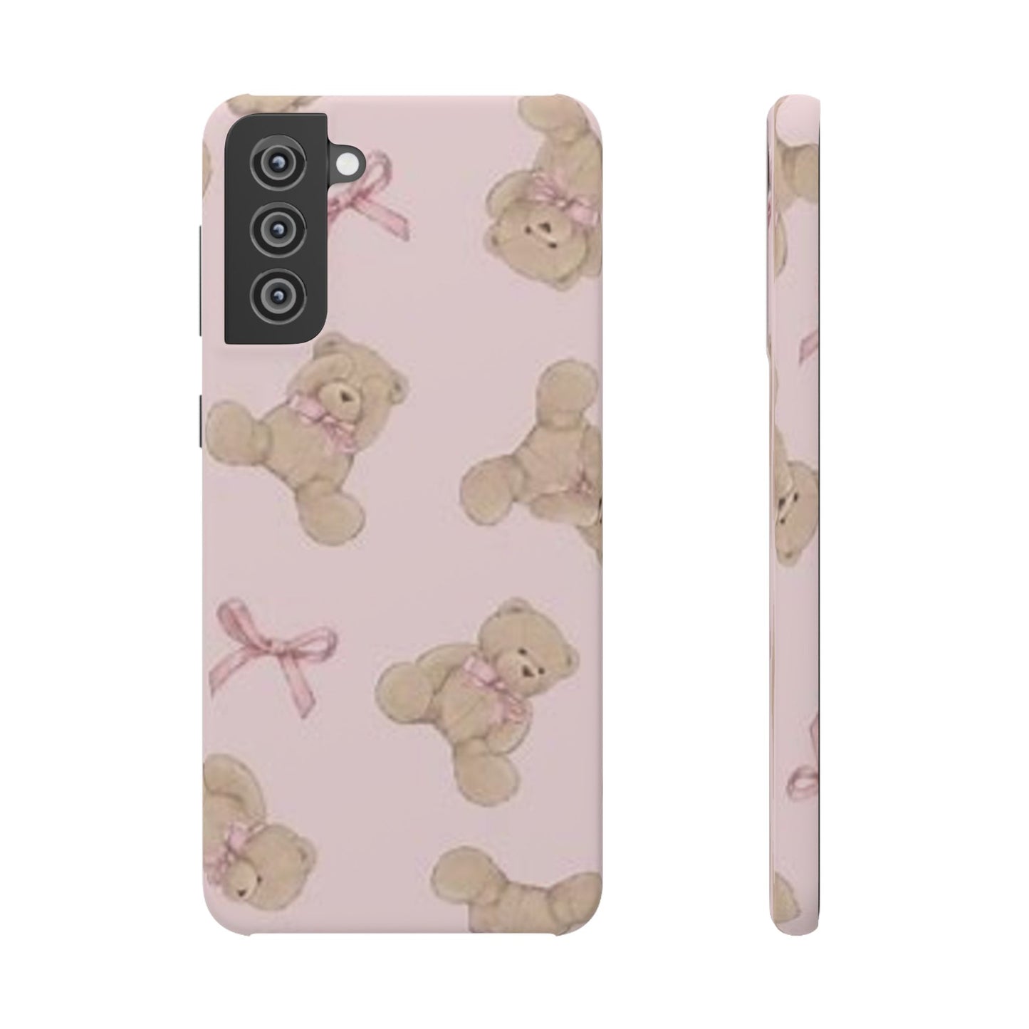 pink background teddy bear phone case