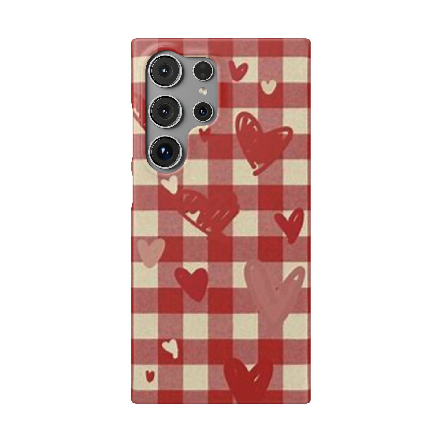 red plaid hearts phone case