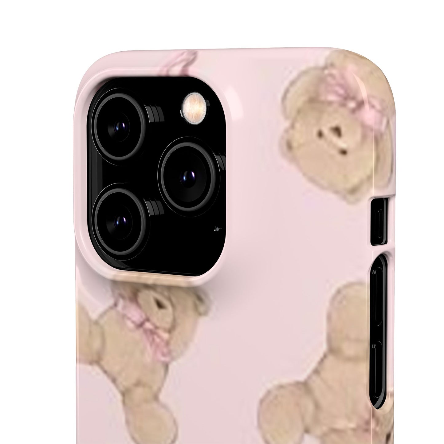 pink background teddy bear phone case