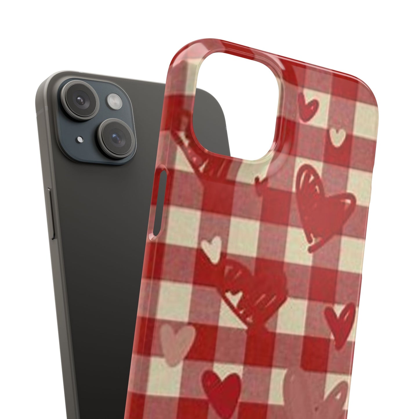 red plaid hearts phone case