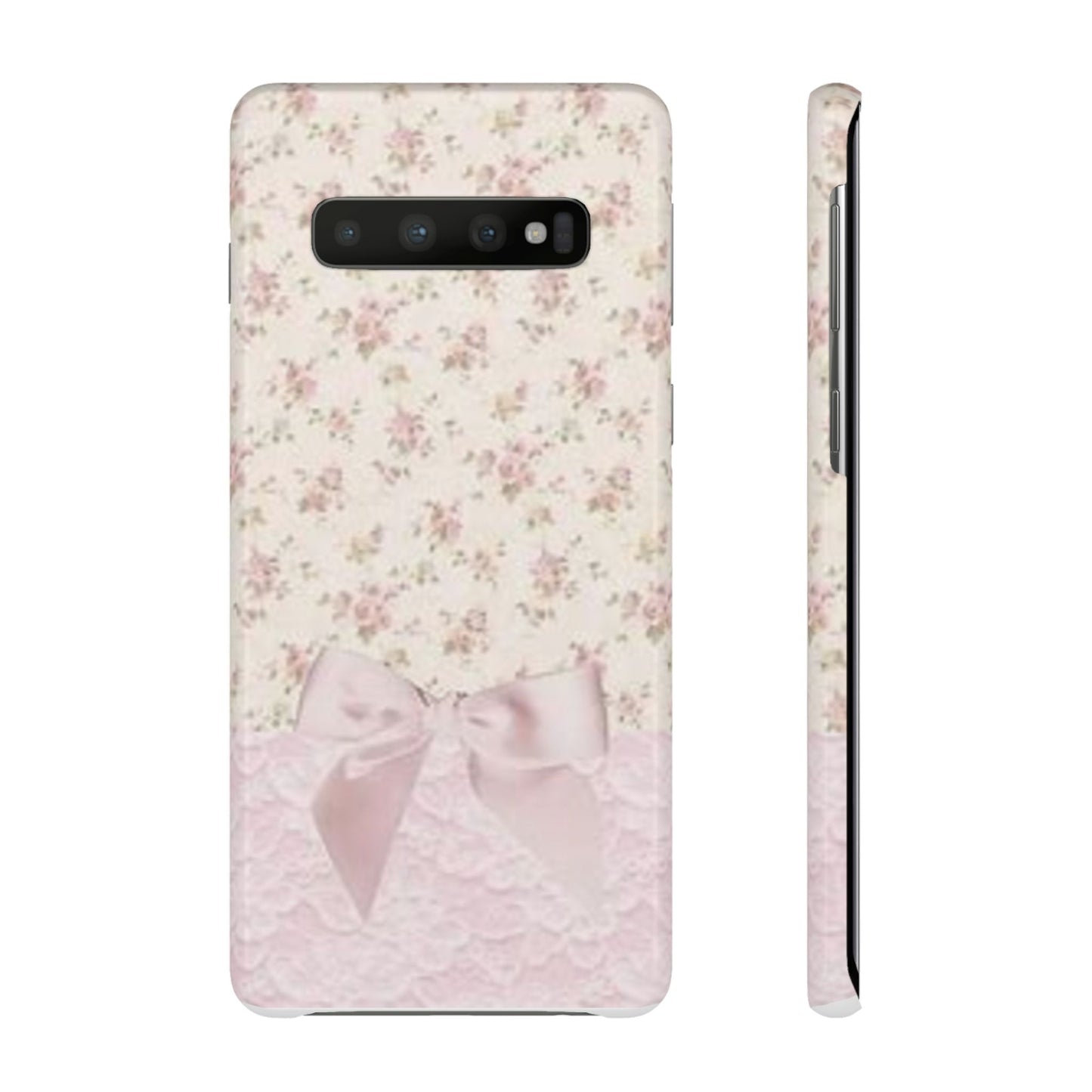 pink flower lace bow phone case