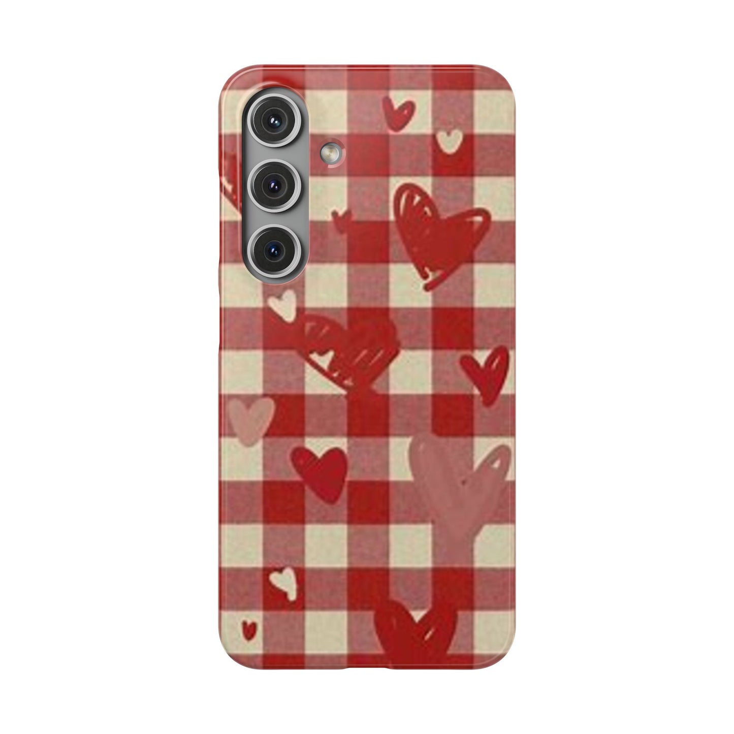 red plaid hearts phone case