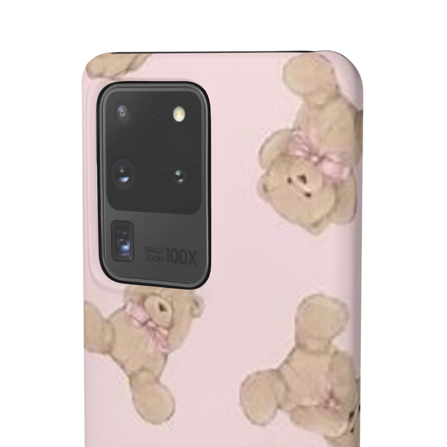 pink background teddy bear phone case