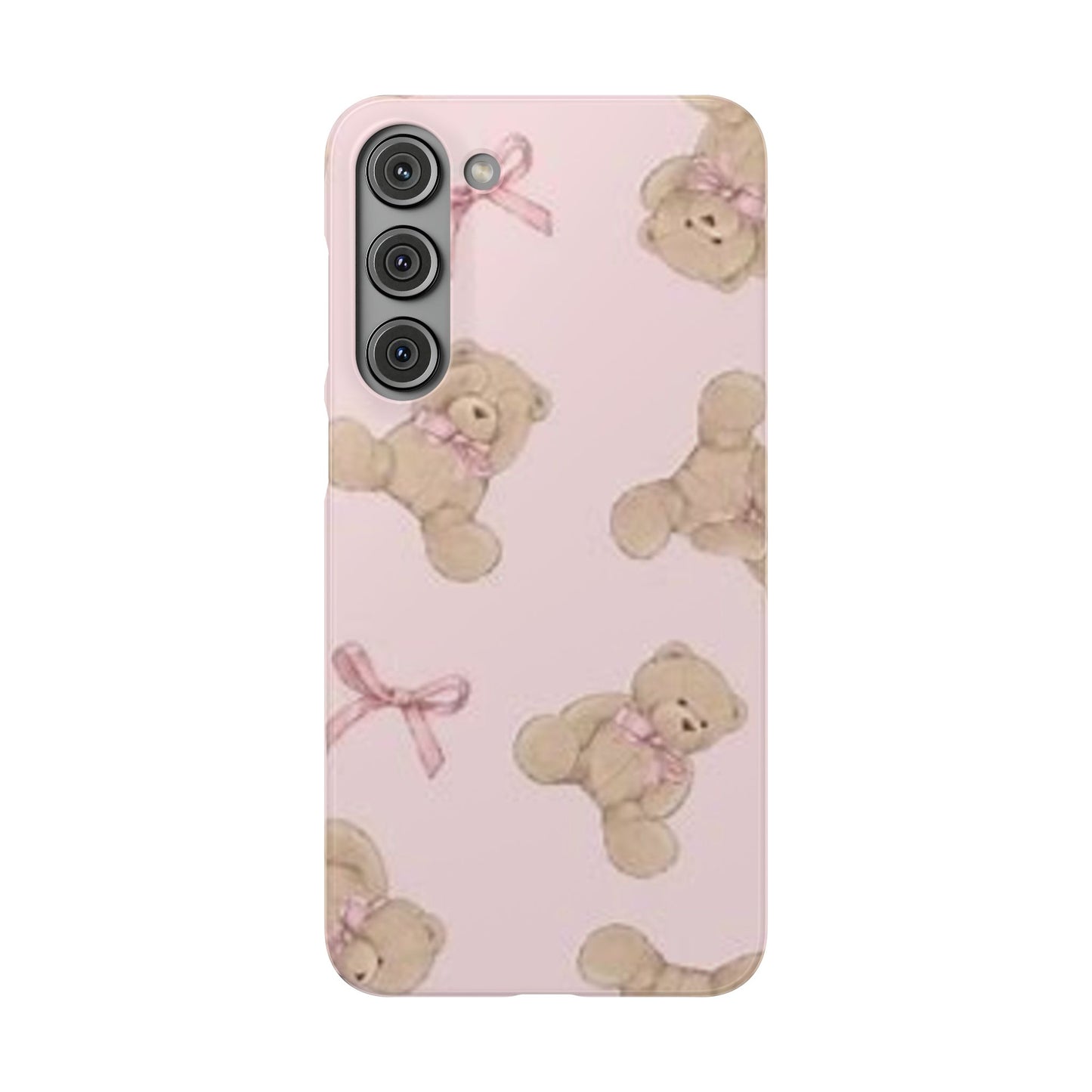 pink background teddy bear phone case