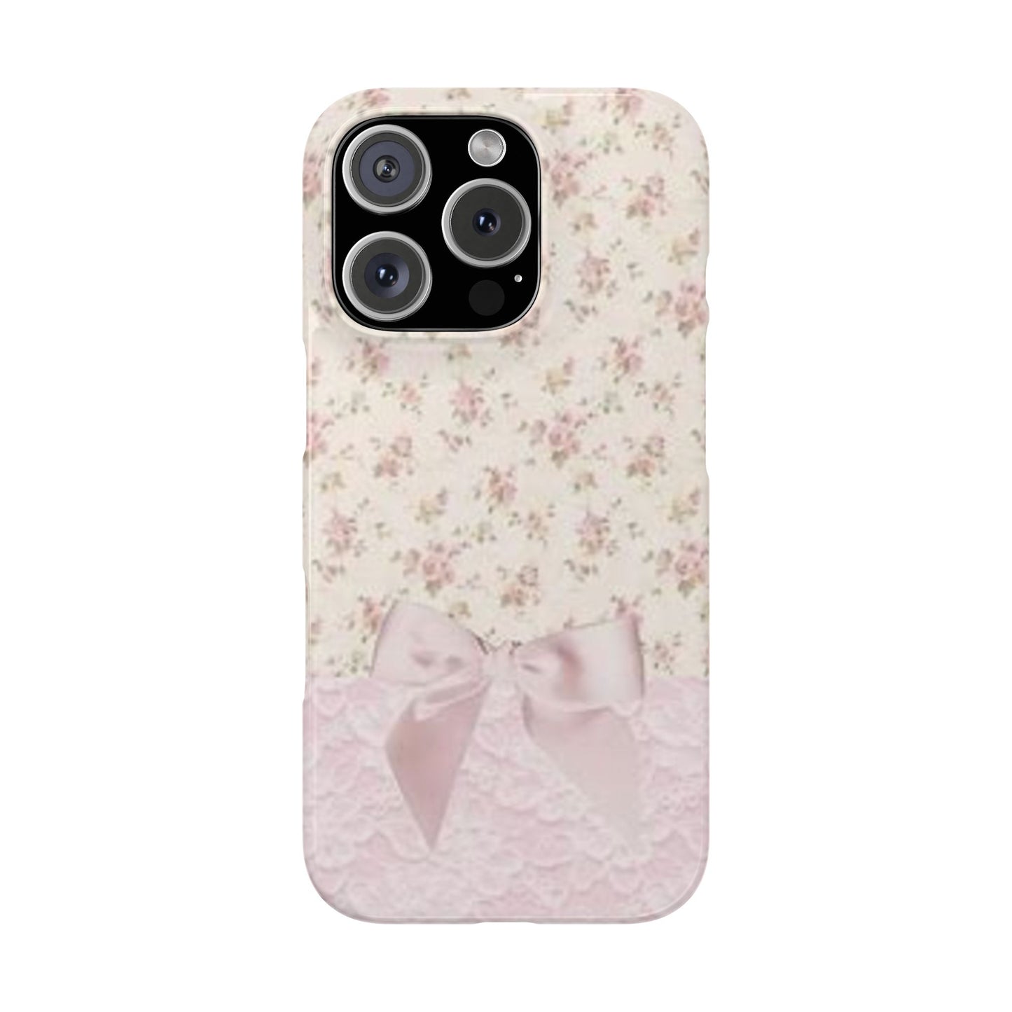 pink flower lace bow phone case